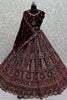 Delightful Maroon Velvet Bridal Lehenga Choli With Double Dupatta