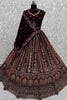 Adorable Maroon Velvet Bridal Lehenga Choli With Double Dupatta