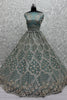 Awesome Blue Embroidered Net Designer Lehenga Choli With Dupatta