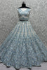 Wonderful Blue Embroidered Net Bridesmaid Lehenga Choli With Dupatta