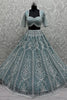 Shocking Sky-Blue Sequins Net Engagement Wear Lehenga Choli