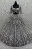 Glamorous Grey Pearl Work Net Bridesmaid Lehenga Choli With Dupatta