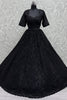 Pretty Black Pearl Work Net Reception Wear Lehenga Choli With Dupatta