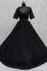 Pretty Black Pearl Work Net Reception Wear Lehenga Choli With Dupatta