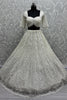 Beautiful White Thread Work Net Bridesmaid Lehenga Choli With Dupatta