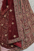 Beautiful Maroon Thread Work Velvet Lehenga Choli With Double Dupatta
