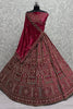 Majestic Hot Pink Sequins Velvet Bridal Lehenga Choli With Double Dupatta