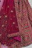 Majestic Hot Pink Sequins Velvet Bridal Lehenga Choli With Double Dupatta