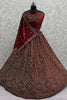Pretty Maroon Velvet Bridal Lehenga Choli With Double Dupatta