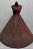 Pretty Maroon Velvet Bridal Lehenga Choli With Double Dupatta