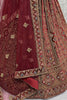 Pretty Maroon Velvet Bridal Lehenga Choli With Double Dupatta