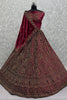 Lovely Hot Pink Dori Work Velvet Bridal Lehenga With Double Dupatta