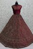 Lovely Hot Pink Dori Work Velvet Bridal Lehenga With Double Dupatta