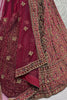 Lovely Hot Pink Dori Work Velvet Bridal Lehenga With Double Dupatta