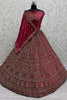 Tantalizing Pink Dori Work Velvet Bridal Lehenga Choli With Double Dupatta