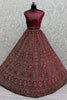 Tantalizing Pink Dori Work Velvet Bridal Lehenga Choli With Double Dupatta