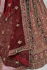 Beautiful Red Embroidered Velvet Bridal Lehenga Choli With Double Dupatta