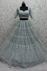 Dazzling Sky Blue Sequins Net Bridesmaid Lehenga Choli With Dupatta