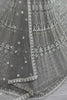 Stunning Grey Pearl Work Net Reception Wear Lehenga Choli With Dupatta