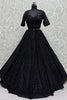Beautiful Black Pearl Work Net Bridesmaid Lehenga Choli With Dupatta