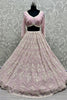 Dazzling Pink Pearl Work Georgette Engagement Wear Lehenga Choli