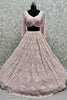 Dazzling Pink Pearl Work Georgette Engagement Wear Lehenga Choli