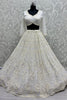 Attractive White Thread Work Net Bridesmaid Lehenga Choli With Dupatta