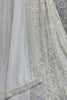 Attractive White Thread Work Net Bridesmaid Lehenga Choli With Dupatta