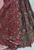 Amazing Maroon Dori Work Velvet Bridal Lehenga Choli With Double Dupatta