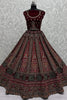 Lavish Red Thread Work Velvet Bridal Lehenga Choli With Double Dupatta