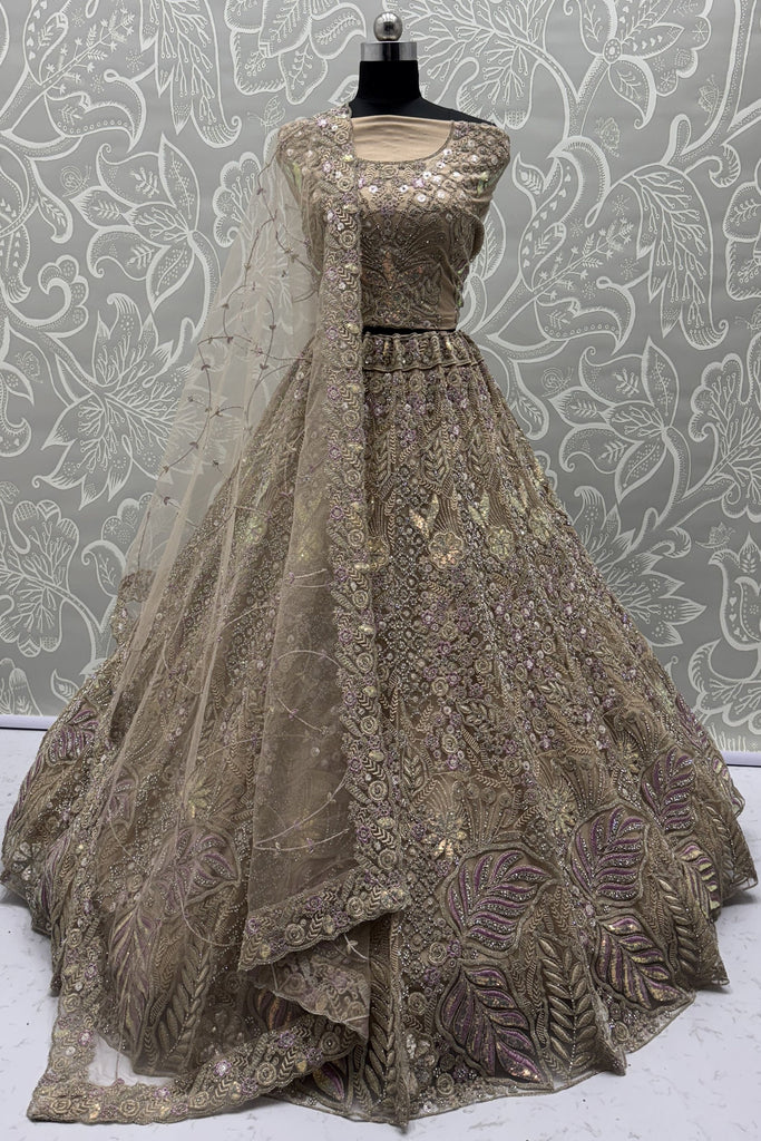 Stunning Golden Dori Work Net Designer Lehenga Choli With Dupatta