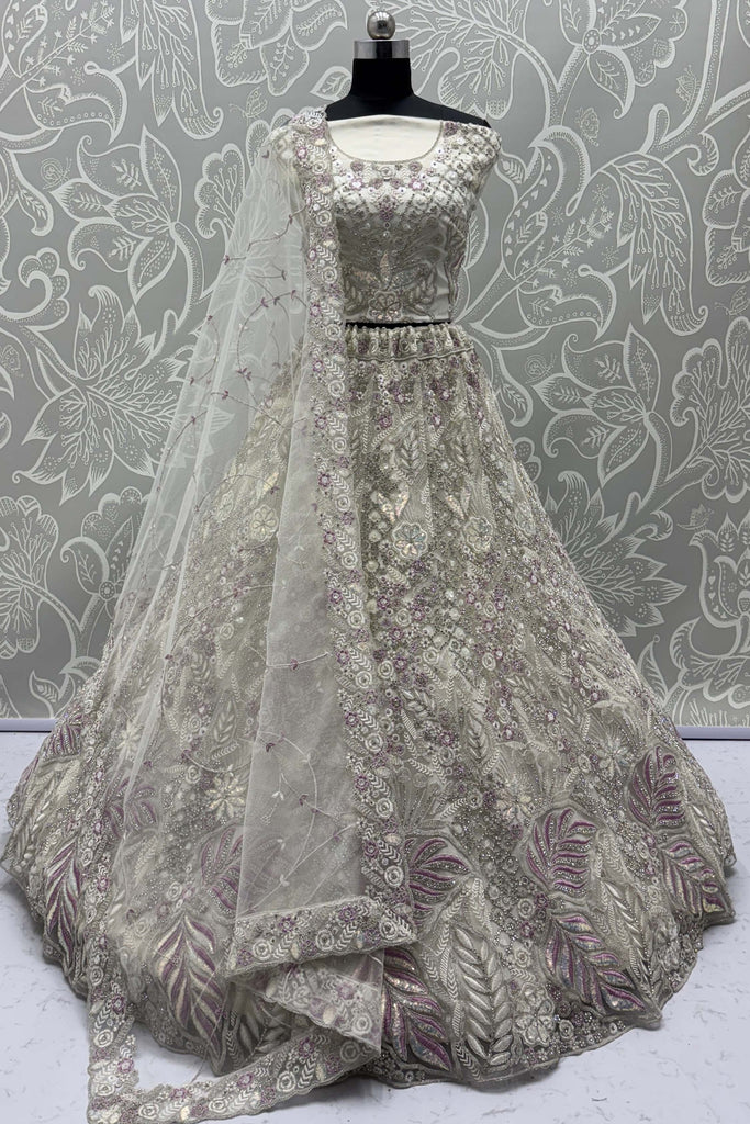 Spectacular White Dori Work Net Reception Wear Lehenga Choli
