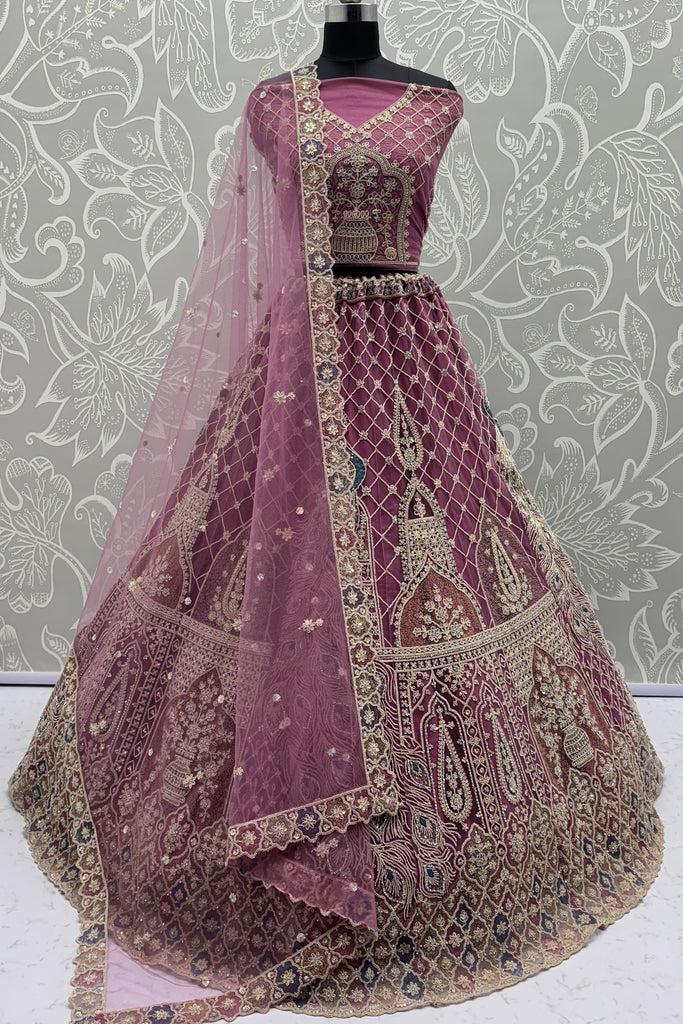 Gorgeous Pink Sequins Net Reception Wear Lehenga Choli With Dupatta