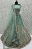 Amazing Green Zircon Work Net Bridesmaid Lehenga Choli With Dupatta