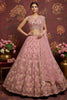 Awesome Pink Embroidered Net Designer Lehenga Choli With Dupatta