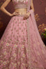Awesome Pink Embroidered Net Designer Lehenga Choli With Dupatta