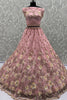 Awesome Pink Embroidered Net Designer Lehenga Choli With Dupatta