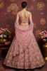 Awesome Pink Embroidered Net Designer Lehenga Choli With Dupatta