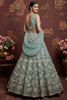Graceful Sky-Blue Dori Embroidered Net Bridesmaid Lehenga Choli