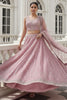 Glamorous Peach Embroidered Net Bridesmaid Lehenga Choli With Dupatta