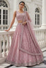 Glamorous Peach Embroidered Net Bridesmaid Lehenga Choli With Dupatta