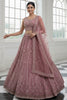 Attractive Pink Diamond Work Net Engagement Wear Lehenga Choli With Dupatta