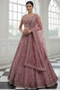 Attractive Pink Diamond Work Net Engagement Wear Lehenga Choli With Dupatta