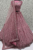 Attractive Pink Diamond Work Net Engagement Wear Lehenga Choli With Dupatta