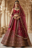 Lovable Pink Thread Embroidered Silk Bridal Lehenga Choli With Double Dupatta