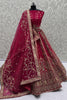 Amazing Pink Embroidered Silk Bridal Wear Lehenga Choli With Double Dupatta