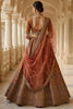 Gorgeous Orange Thread Embroidered Silk Bridal Lehenga Choli With Double Dupatta