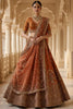 Gorgeous Orange Thread Embroidered Silk Bridal Lehenga Choli With Double Dupatta