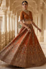 Gorgeous Orange Thread Embroidered Silk Bridal Lehenga Choli With Double Dupatta