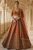 Gorgeous Orange Thread Embroidered Silk Bridal Lehenga Choli With Double Dupatta